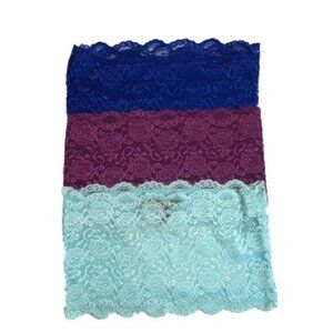 Bozzolo Bundle Lace Strapless Bandeau Top Scalloped Hem Stretchy Floral Design